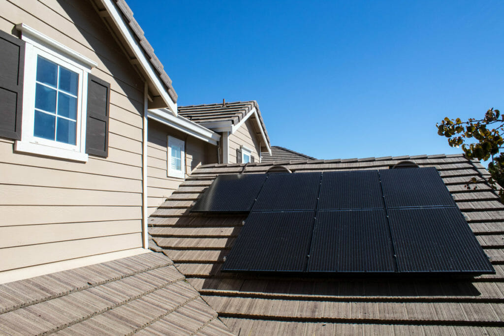 seven solar panels on residential roof